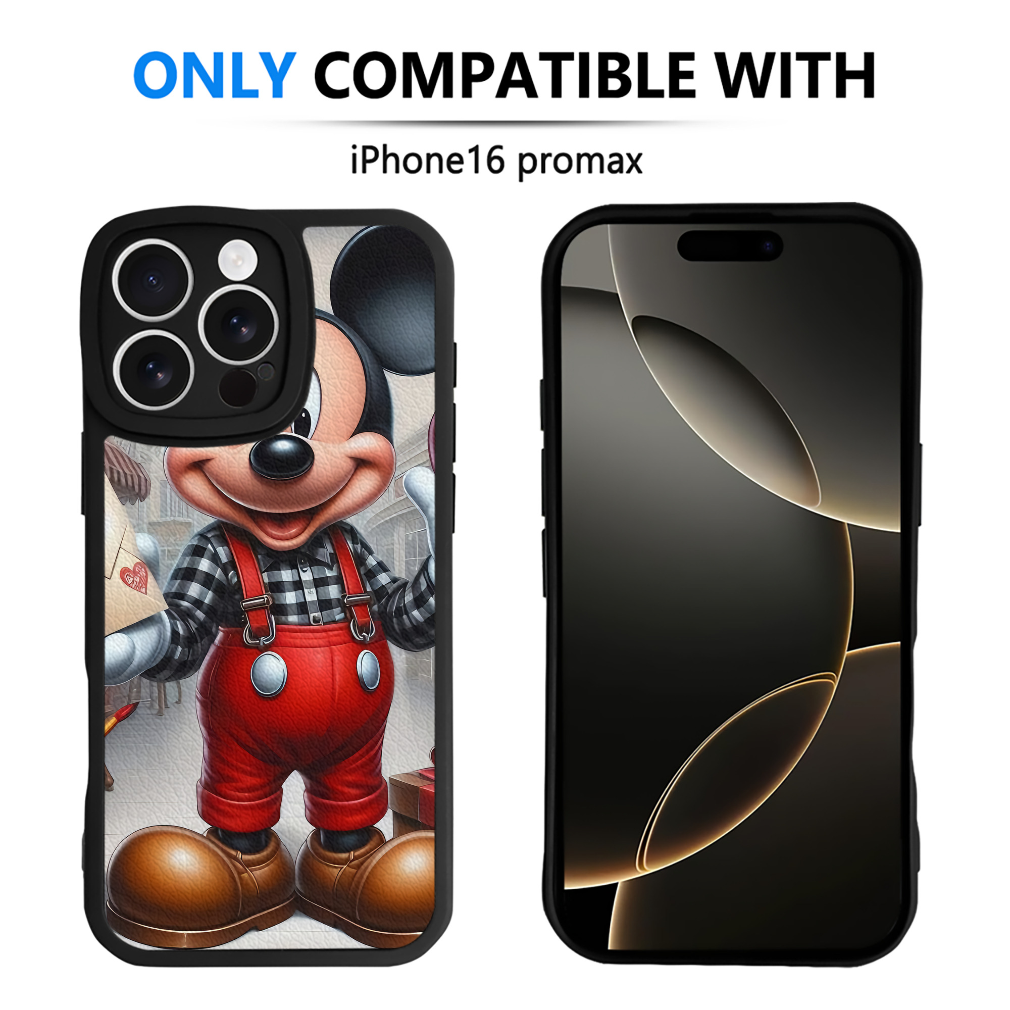 （画像用） ミッキーマウス Mickey Mouse 【iPhone 16シリーズ対応】シリコンスマホケース（レザー調） 材質：シリコン